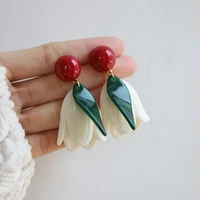 fashion women lady tulip high end quality earrings and ear clips jewelry