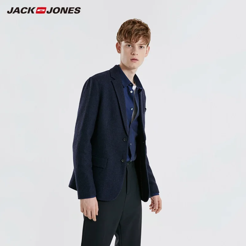 Мужской шерстяной Блейзер JackJones деловой Повседневный приталенный пиджак мужская