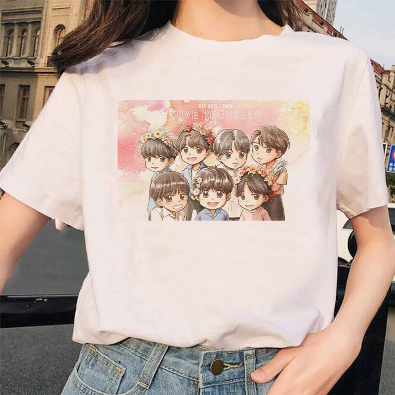 Bangtan футболка для мальчиков Женская Корейская стильная негабаритная Футболка kpop женская футболка ulzzang harajuku JIN SUGA J HOPE JIMIN V JUNGKOOK - Цвет: 1143