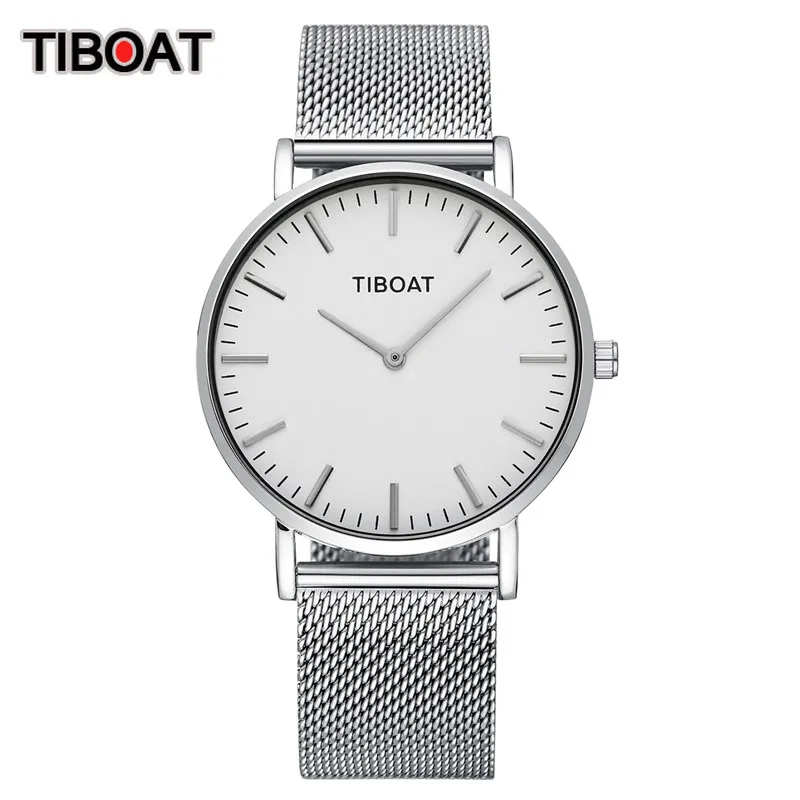 TIBOAT, высокое качество, женские часы, Роскошные, Япония, кварцевый механизм, нержавеющая сталь, розовое золото, водонепроницаемые наручные часы, relogio feminino - Цвет: silver white