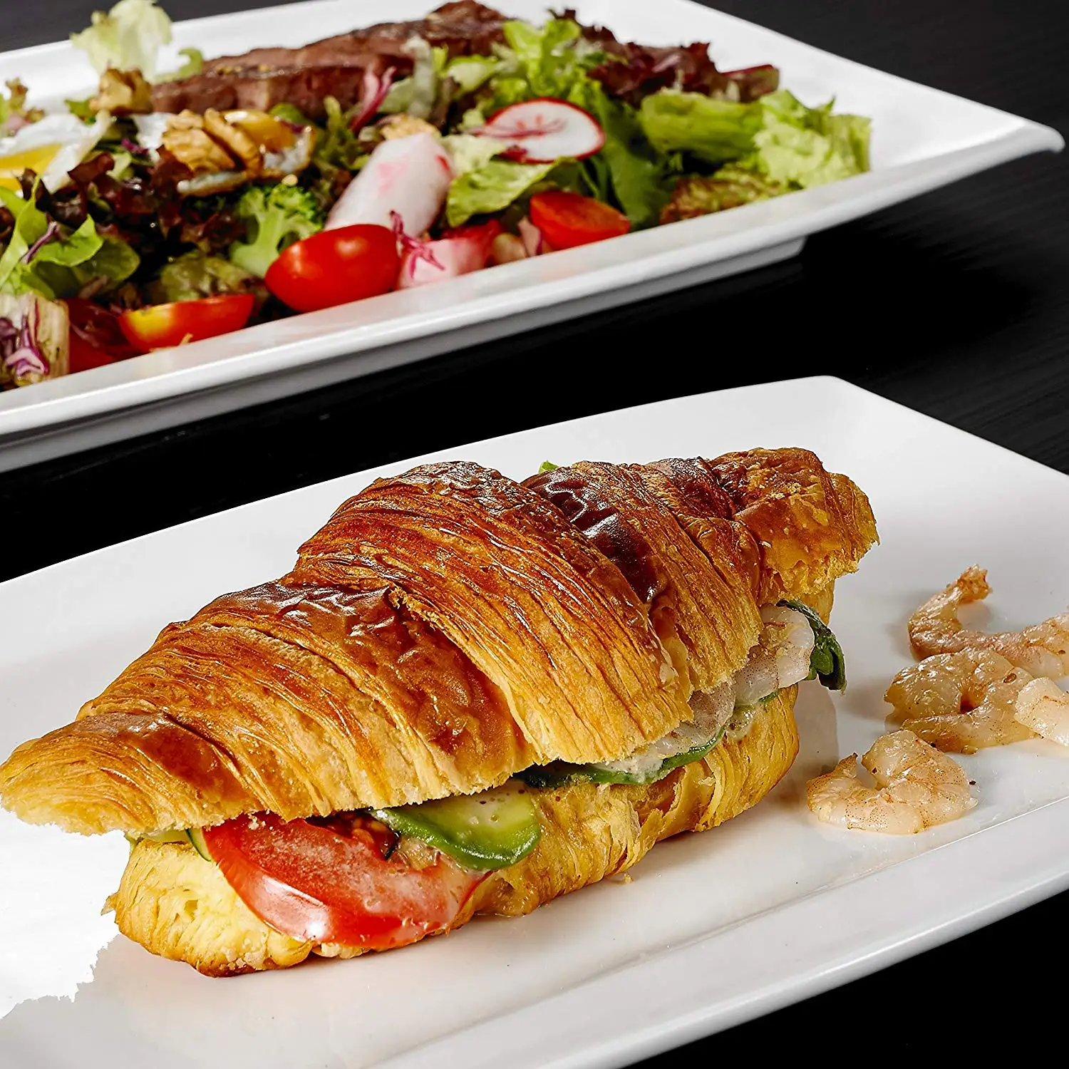 Набор фарфоровых обеденных тарелок MALACASA Blance из 4 предметов с прямоугольными