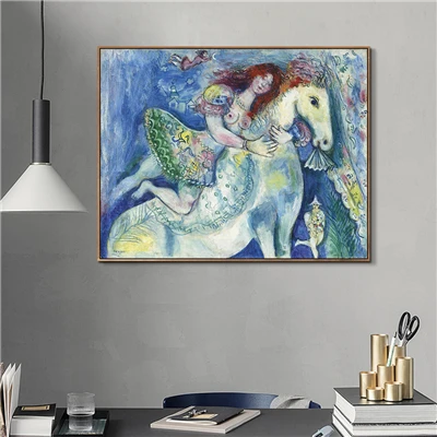 Современное украшение холст Chagall Реалистичная картина картины картина на стену для дома печать Акварельная Модульная для гостиной плакат - Цвет: BO XJNN6093-03