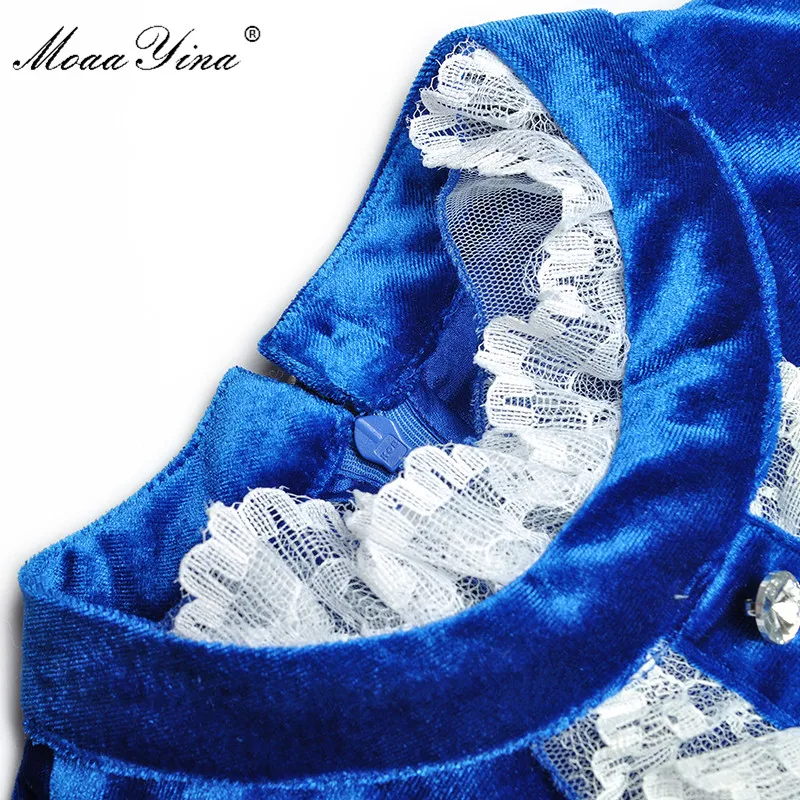 MoaaYina модное дизайнерское платье на весну осень Женское с воротником стойкой