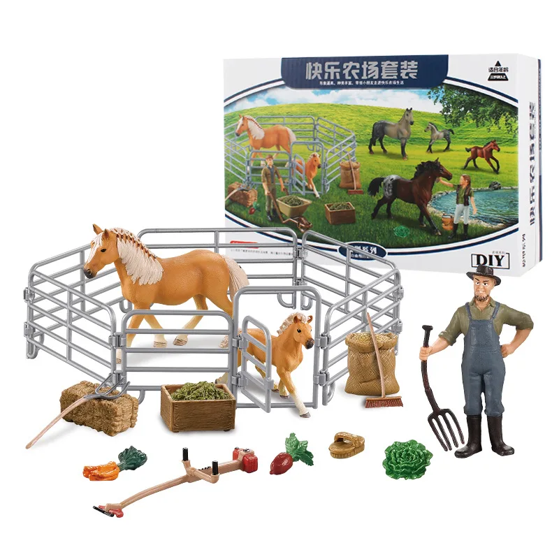 

Farm House Model Action Figures Farmer horse Set Figurine Miniature Lovely Educational Kids Toy