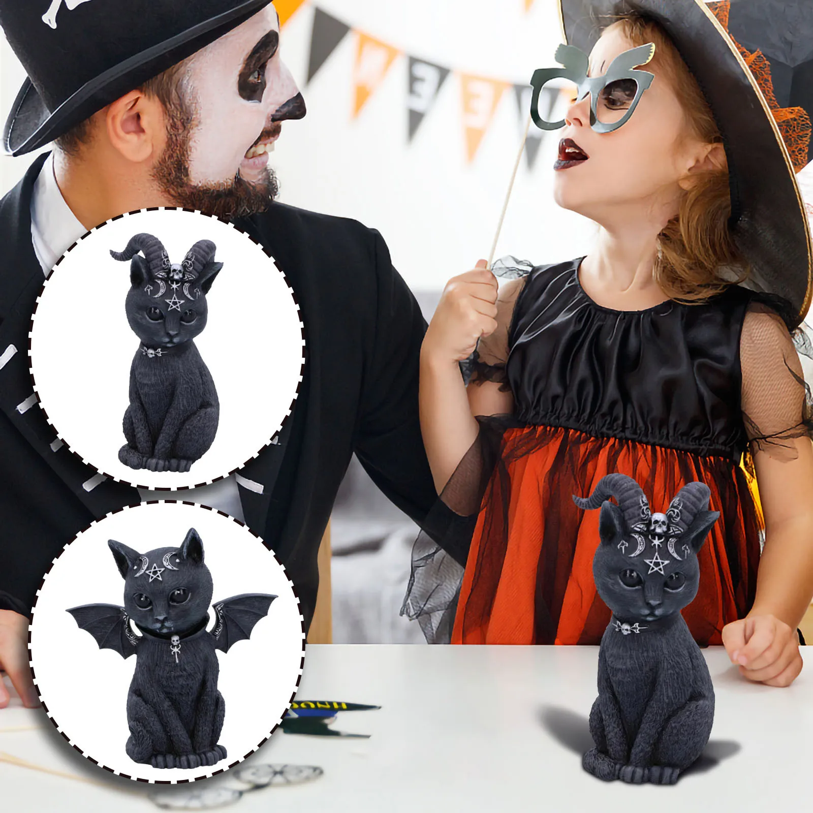 Украшение из смолы в виде волшебного кота на Хэллоуин скульптура животного