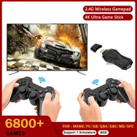 tv video game console 4k hd game stick with 6800 games video game player for mamefcgbamd 7 emulators 2 wireless controllers