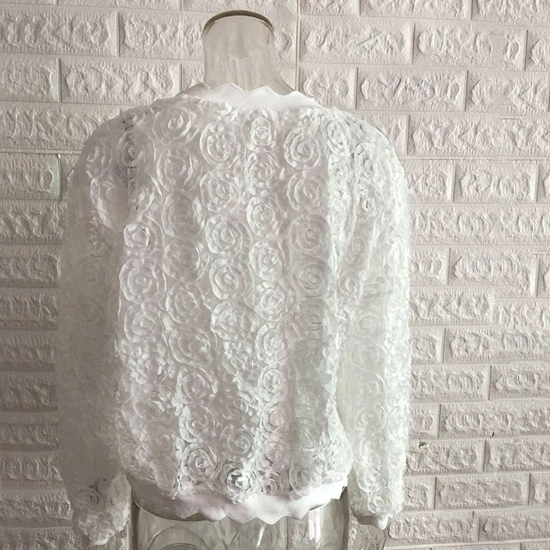 Autumn Winter fashion Short Loose Decals Mesh One-length Collar Long-sleeved Tops Women m9 | Женская одежда