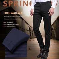 new slim high stretch mens casual pants sunmmer classic solid color business casual wear formal suit pants dropshipping