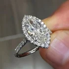 Классическое женское обручальное кольцо Huitan с маркизом, ювелирные изделия, блестящее циркониевое кольцо с микрозакрепкой, серебряного цвета, свадебное кольцо, обручальные кольца для девушек