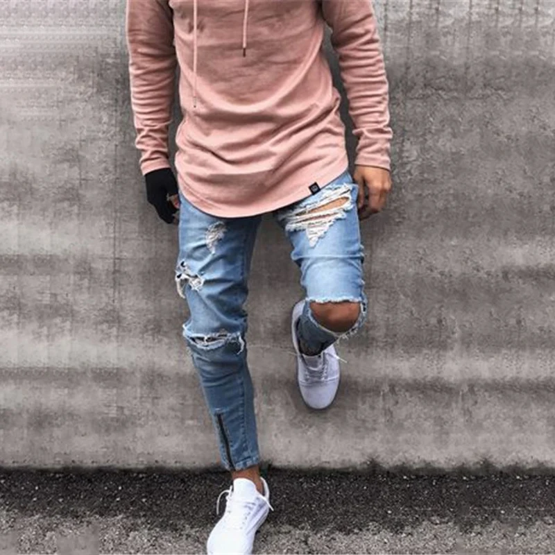 2019 байкерские потертые Стрейчевые джинсовые брюки-карандаш новые винтажные