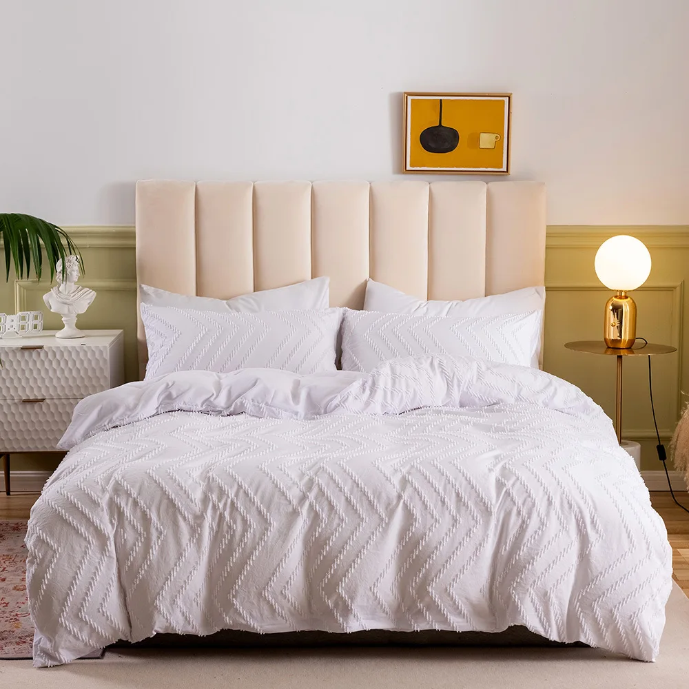 

ELKA Simple Style Geometric King Size Comforter Set Bed Sheets and Pillowcases Duvet Cover Set Oceania