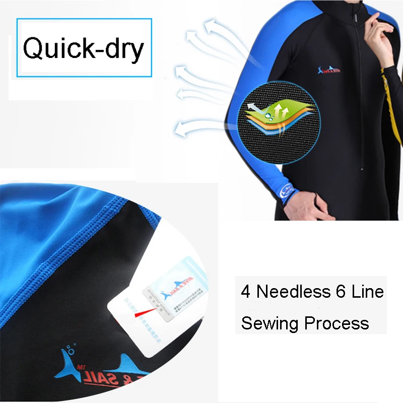 Гидрокостюм для ныряния с длинным рукавом DIVE & SAIL мужчин и женщин защитой от УФ