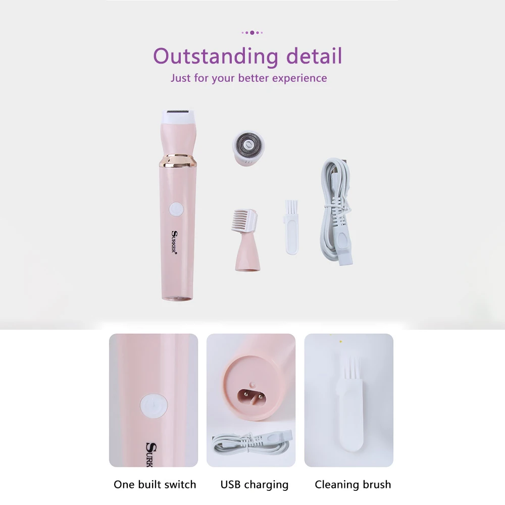 Электрический женский эпилятор 3 в 1 Женская бритва безболезненная USB зарядка для