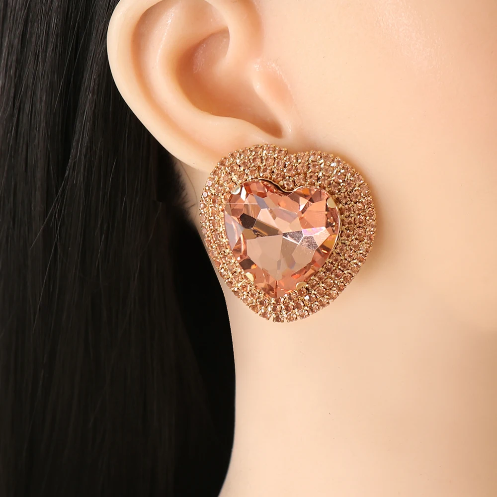 

Wholesale Za Hanging Earrings Women 2021 Crystal Heart Dangle Drop Earrings Statement Zircon Pendientes Fashion Jewelry Shipping