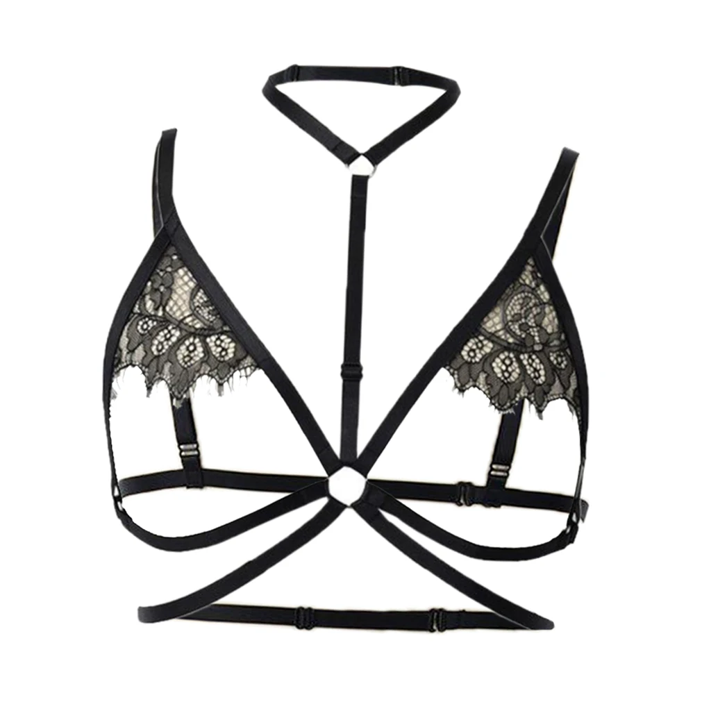 

Для женщин эластичное нагрудное крепление бюстгальтер ремня через одно плечо кружевное платье в стиле панк Бюстье белье регулируемый