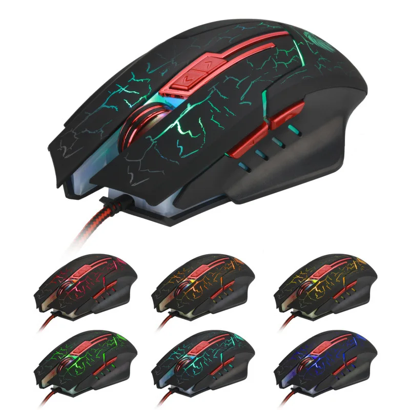 Импортные товары стиль hxsj 6D сияющая игровая периферийная мышь подходящая импортная мышь настраиваемый логотип