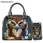 Женская кожаная сумка Nopersonality с принтом совы, Женская хипстерская сумка через плечо, сумки с верхней ручкой и кошельком для женщин, сумка-тоут
