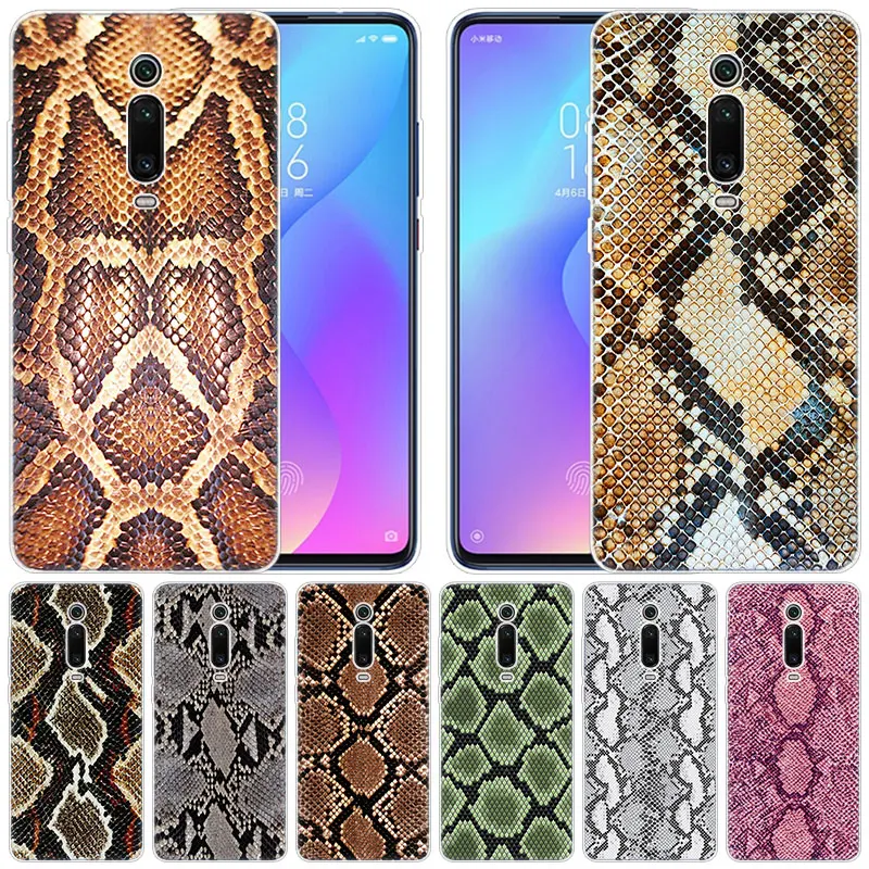 Силиконовый чехол с текстурой под змеиную кожу для Xiaomi Pocophone F1 Mi 9T Pro CC9 CC9E 9 9SE 8 A3 A2 Lite A1 5X 6X Mix3 Play