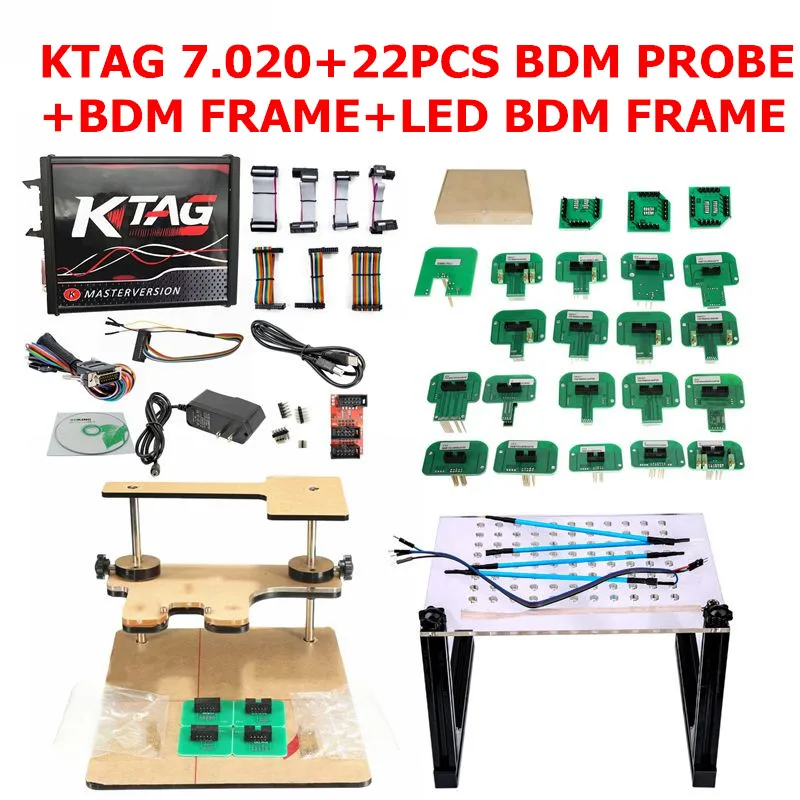 KTAG 22PCS 2BDM Kess V5.017 KTAG V7.020 OBD2 набор для настройки менеджера Ktag BDM100 ECU программист FGTECH Galletto 4 V54 bdm Рамка с адаптером 22 шт - Цвет: KTAG 22PCS 2BDM