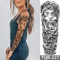 1 sheets full arm temporary tattoos sleeve stickers lion animal temporary tattoo for men women adults fake tattoos