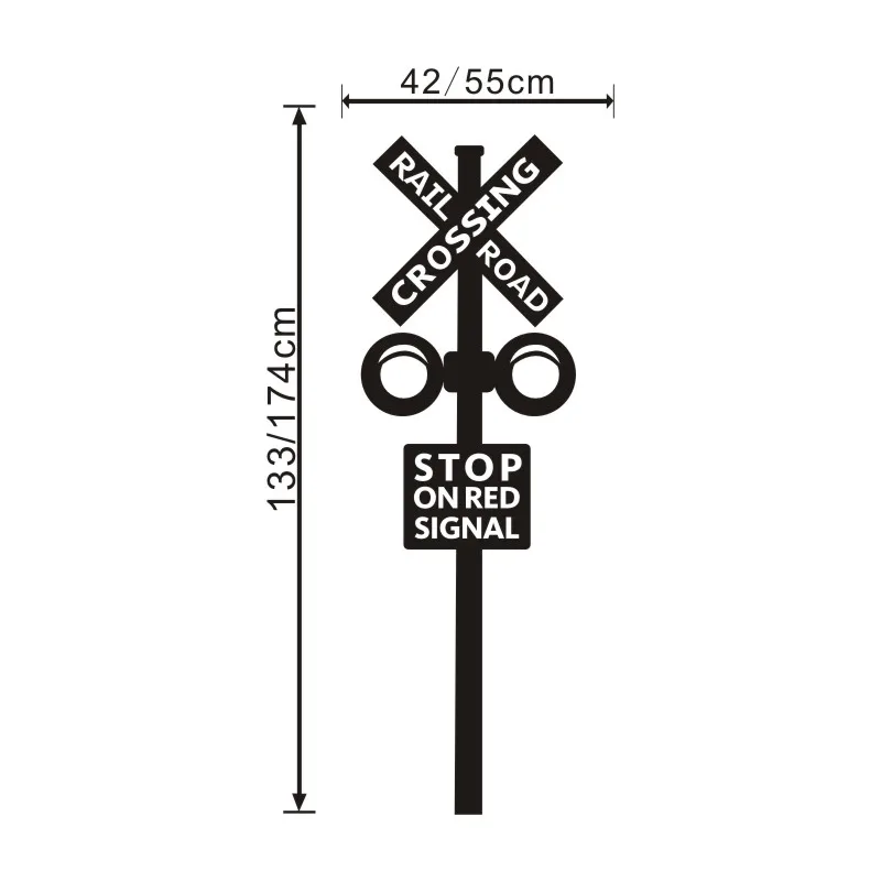 Railroad Crossing Sign Childrens Wall Art Nursery Decor Stickers Train Theme Kindergarten Kids Child T170410 | Дом и сад
