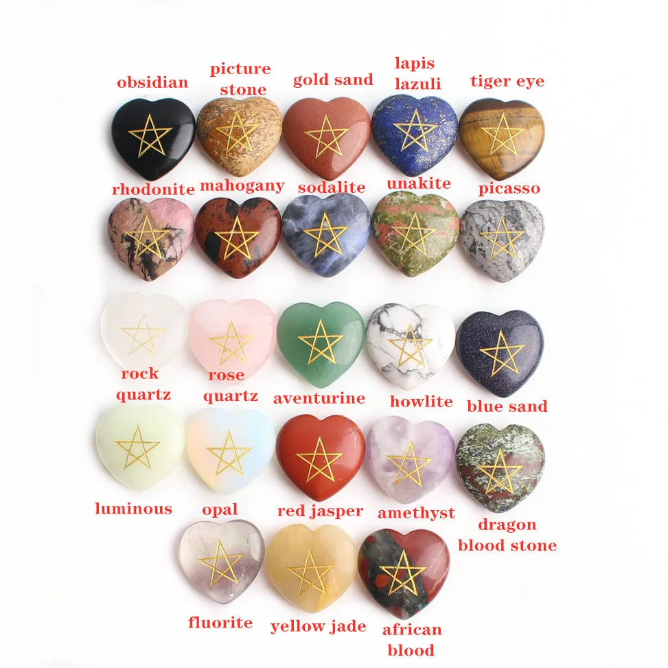 1 шт. натуральный кристалл пять звезд Руна в форме сердца кулон любовь пышный