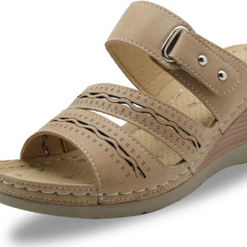 

COVOYYAR Geometric Wedge Woman Slippers Summer Rome Shoes Women Slip-on Slides High Heel Platform Lady Beach Casual Shoes WSL148