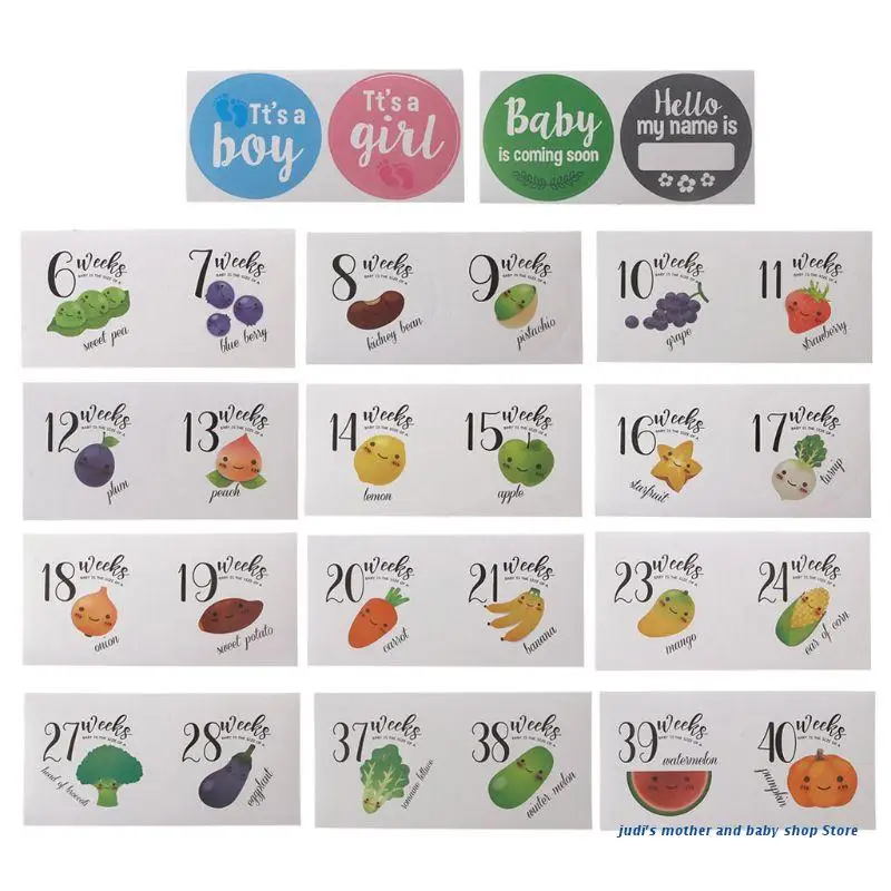 

67JC 28 Pcs Pregnancy Weekly Belly Growth Stickers Maternity Week Sticker - Pregnant Expecting Photo Prop Keepsake
