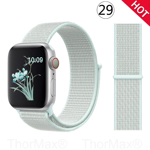 Ремешок для часов Apple Watch 4 серии 5 4 3 мягкий легкий дышащий нейлоновый спортивный ремешок 38 мм 42 мм 40 мм 44 мм Ремешки для наручных часов - Цвет ремешка: 29-Teal Tint