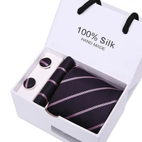 novelty men ties sets hanky cufflink in gift box stripes paisley dots ties neckties set gravata cortabata for men sb50