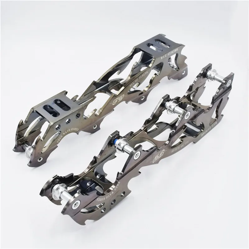 Rocked type 219mm 231mm 243mm roller skates frame 4X72mm 76mm 80mm inline slalom base FSK rockered banana rainbow silver