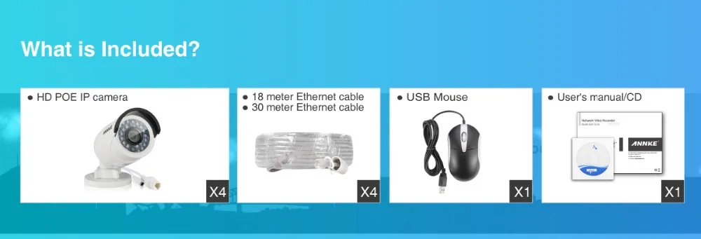 ANNKE распродажа 4 шт. 2MP HD POE видео безопасности IP камера 30 м ночного видения наружная непогодная CCTV = 4 шт. HIK DS-2CD2020-I
