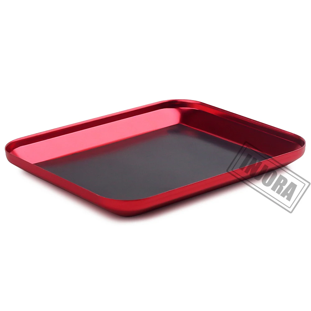 Red INJORA 1 шт. 10*12 см металлический магнитный винт лоток для хранения для RC модели автомобиля инструмент для ремонта - Цвет: Red