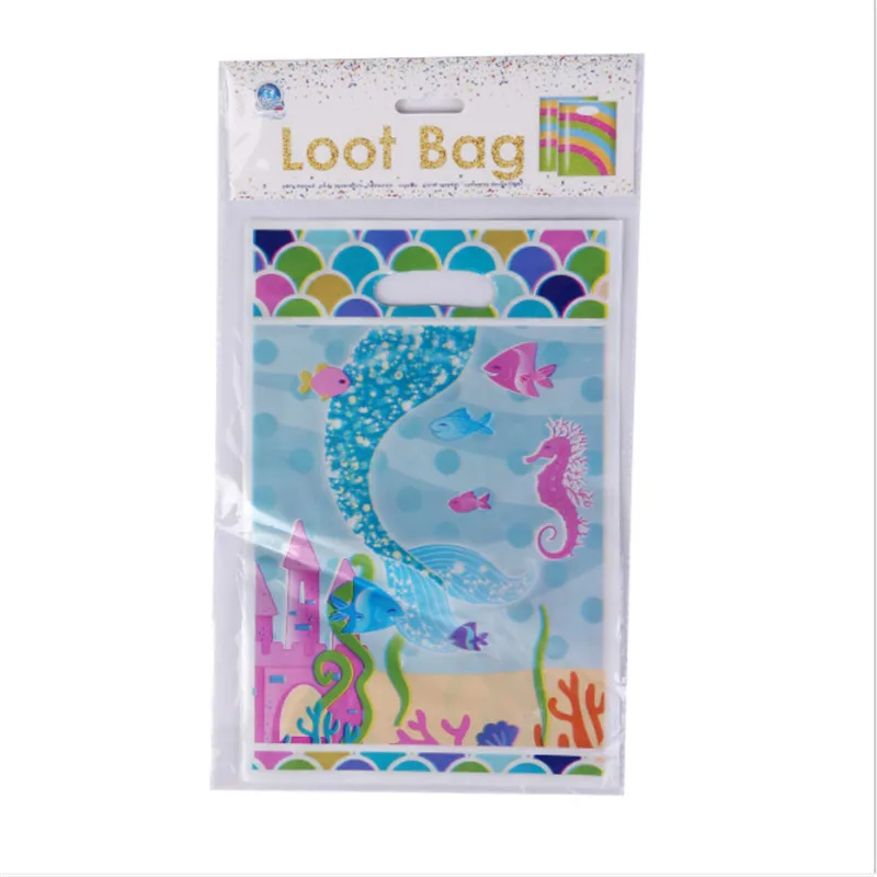 6pcs Gift bag Тема русалки одноразовые принадлежности для вечеринки воздушный шар баннер спиральная лента шляпа украшение детей день рождения украшения - Цвет: 6pcs Gift bag