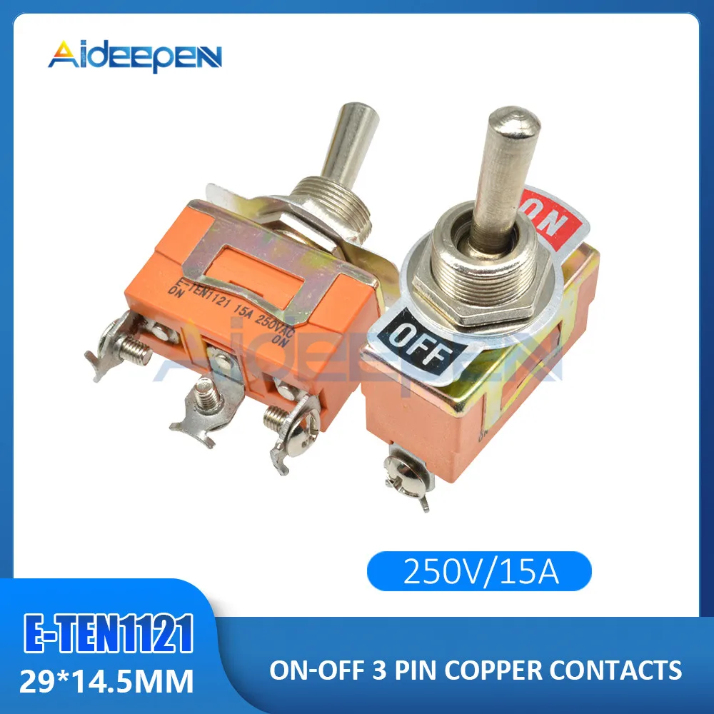 E-TEN1121 E-TEN1121 3 Pin 3 терминала тумблер ВКЛ-ВЫКЛ 2 положения 3 контакта 250 В 15а AC мини тумблер Водонепроницаемый Колпачок - Цвет: E-TEN1121