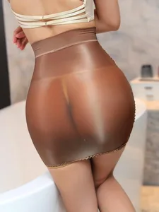 Сексуальная Женская облегающая Глянцевая блестящая прозрачная мини-юбка с заниженной талией, корректирующая одежда для ночных клубов, Фетиш-танцев