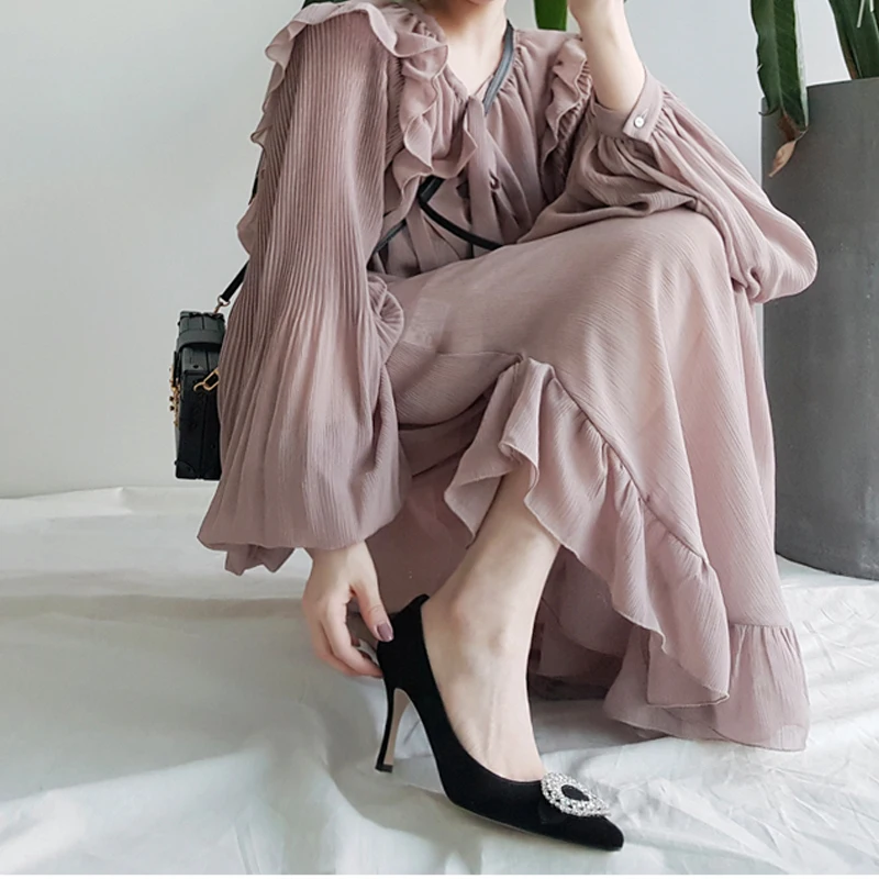 Замшевые Вечерние туфли на высоком каблуке с круглым носком и стразами свадебные