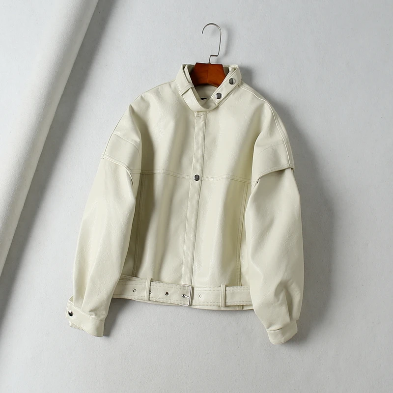 Новая Осенняя женская куртка из искусственной кожи с рукавом летучая мышь