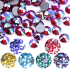 Блестящие изысканные AB стеклянные стразы с плоской задней крышкой, стразы с кристаллами для одежды