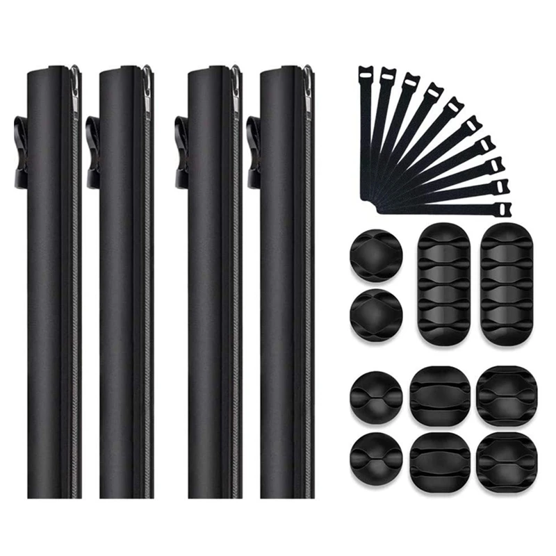 

Cable Management Sleeve Cable Organizer with Connecting Buckle - PC Cable Management for Wraps Wire Hider System