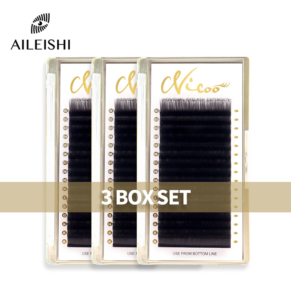 3 BOXES Handmade Russian Volume Eyelashes Extensions Beauty Natural Korean Silk Mink Individual Eyelashes Soft Eyelash 16 Lines