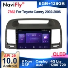6G + 128G QLED 4G LTE Carplay Android 10 для Toyota Camry 5 VX 30 2001-2006 автомобильный Радио мультимедийный видео плеер навигация GPS 2 din