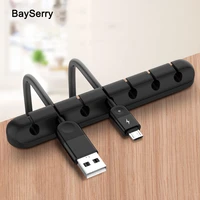 usb cable organizer silicone charging cable winder mouse cable holder office desk arrange flexible cable wire management clips