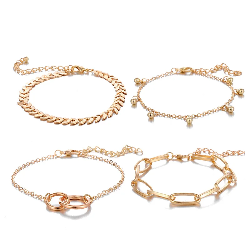 

Highend Good Quality Vintage Modern Geometric Design Charm Bracelet 4pcs Set for Women Fashion Gift.