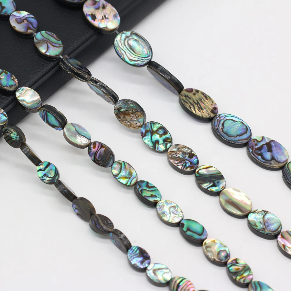 

2Pcs Natural Abalone Shell Beads Egg Shape Shiny Abalone Shell Necklace Accessories Charm for Jewelry Making Bracelet Earrings