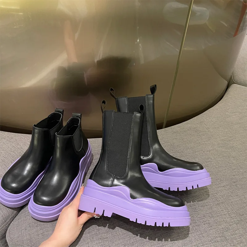 

Women Chunky Heel Ankle Boots Woman Shoes Autumn Brand Designer Chelsea Boots Female Platform Boots Lasdies Fashion Combat Boots