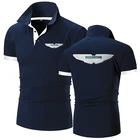 Мужская рубашка-поло с принтом Aston Martin, повседневная спортивная Однотонная футболка из чистого хлопка с короткими рукавами в стиле Харадзюку, лето 2021