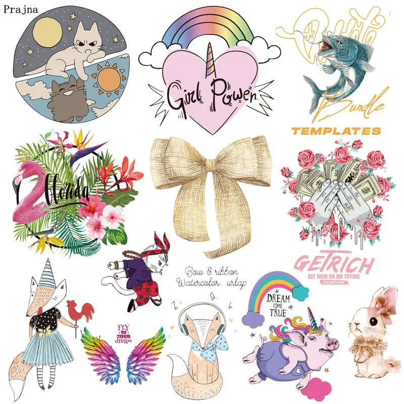 Prajna милый кролик животное патч теплопередача виниловый Утюг на переноске для