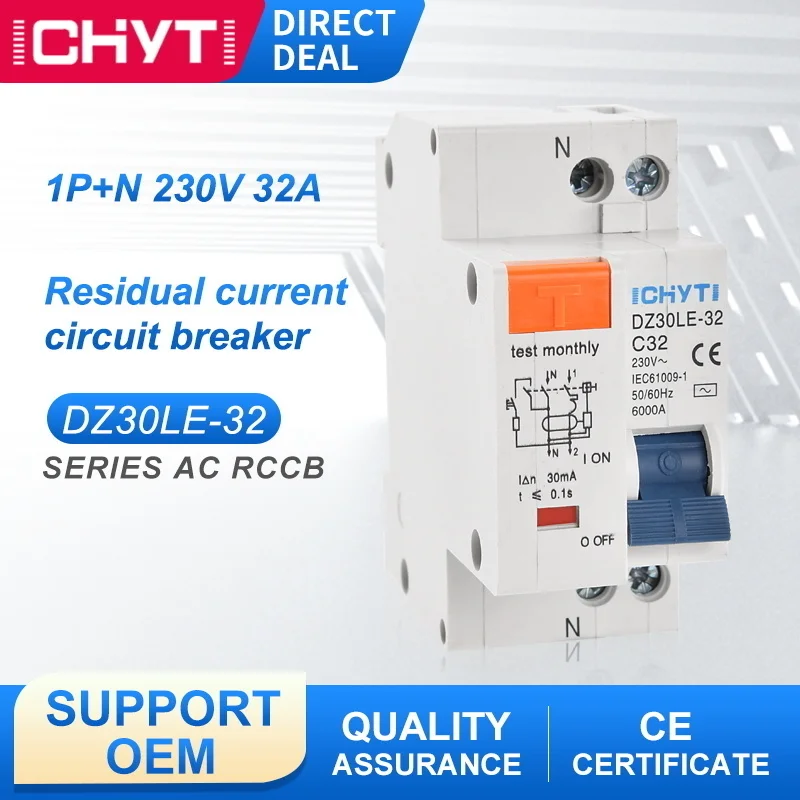 

Автоматический выключатель остаточного тока DZ30LE 230 В 1P + N с устройством защиты от перегрузки по току и короткого замыкания RCD RCBO RCCB