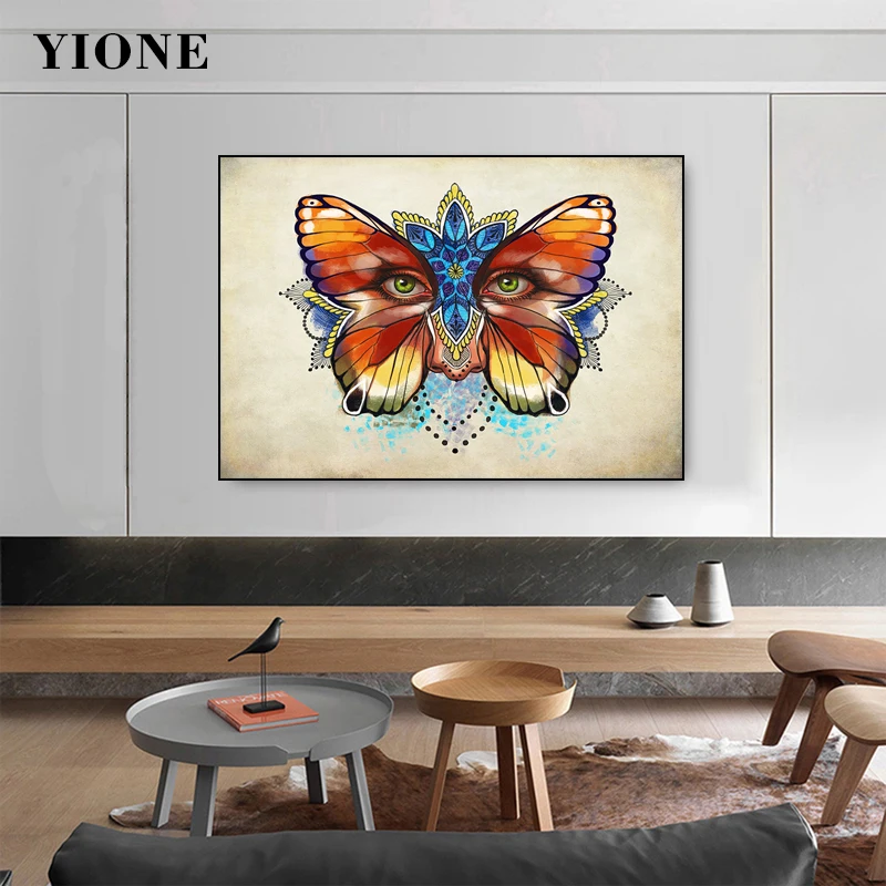 

Abstract Art Butterfly Mask Eyes Oil Painting Custom Vintage Colorful Animal Canvas Art Print Poster Wall Decoration Picture